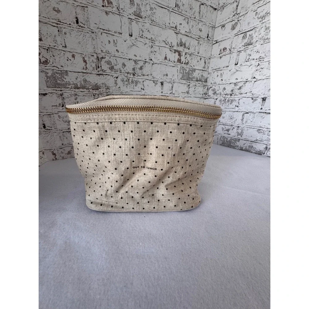 Kate‎ Spade New York Out To Lunch Polka Dot Insulated Lunch Tote Bag Beige Gold
